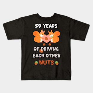 59 Years of Driving Each Other Nuts Squirel Couples for wife Kids T-Shirt